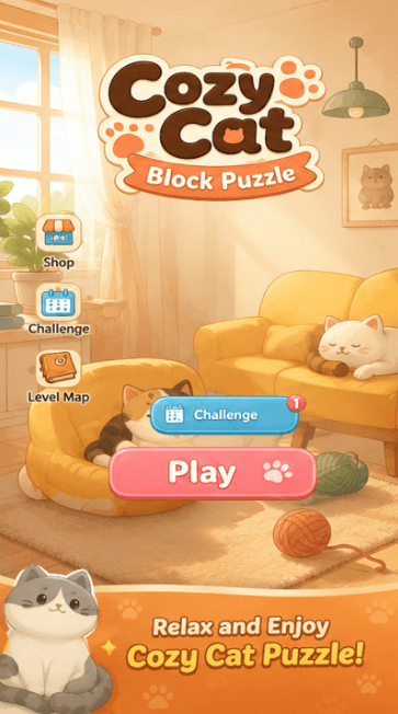 Cozy Cat Block Puzzle screenshot 2